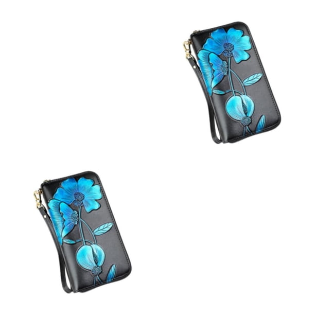 Monedero portátil Qarigey con cremallera para mujer en Azul Tipo 1 2piezas