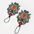 thumbnail image 4 of Ethnic Style Floral Bracer Hollow Lace Gloves Embroidery Flower Gloves Folk Fingerless Wrist Cover With Finger Loop Red, 4 of 4