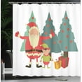 thumbnail image 4 of Ambesonne Elf Shower Curtain, Santa Claus Little Man Presents, 69"Wx84"L, Grey Teal Multicolor, 4 of 5