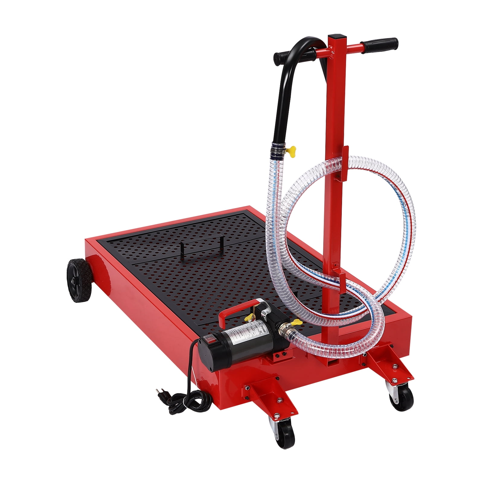 Oil Drain Pan with High-Flow Pump, 64.35L Capacity, Sturdy Steel Build, Large Non-Slip Wheels for Smooth Movement and Easy Fluid Drainage