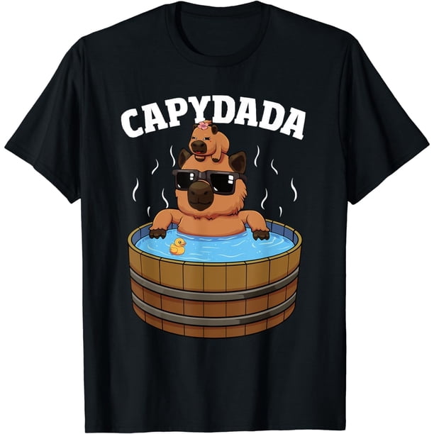 Capydada Funny Capybara Dad with Daughter Padre Day playera