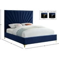 thumbnail image 7 of Maklaine Contemporary Solid Wood and Velvet Full Bed in Navy, 7 of 7