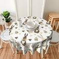 thumbnail image 5 of Easter Tablecloth Round 70 Inch Brwon Cream Love Heart Bunny Table Cloth,Stain Resistance Polyester Spring Rabbits Table Covers for Kitchen Dining,Small Tablecloth for Party Picnic, 5 of 6