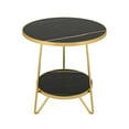 thumbnail image 6 of Canddidliike Faux Marble End Table, 2-Tier Round Sofa Bedside Table with Shelves, End Table for Bedroom, Black Faux Marble & Gold, 6 of 8