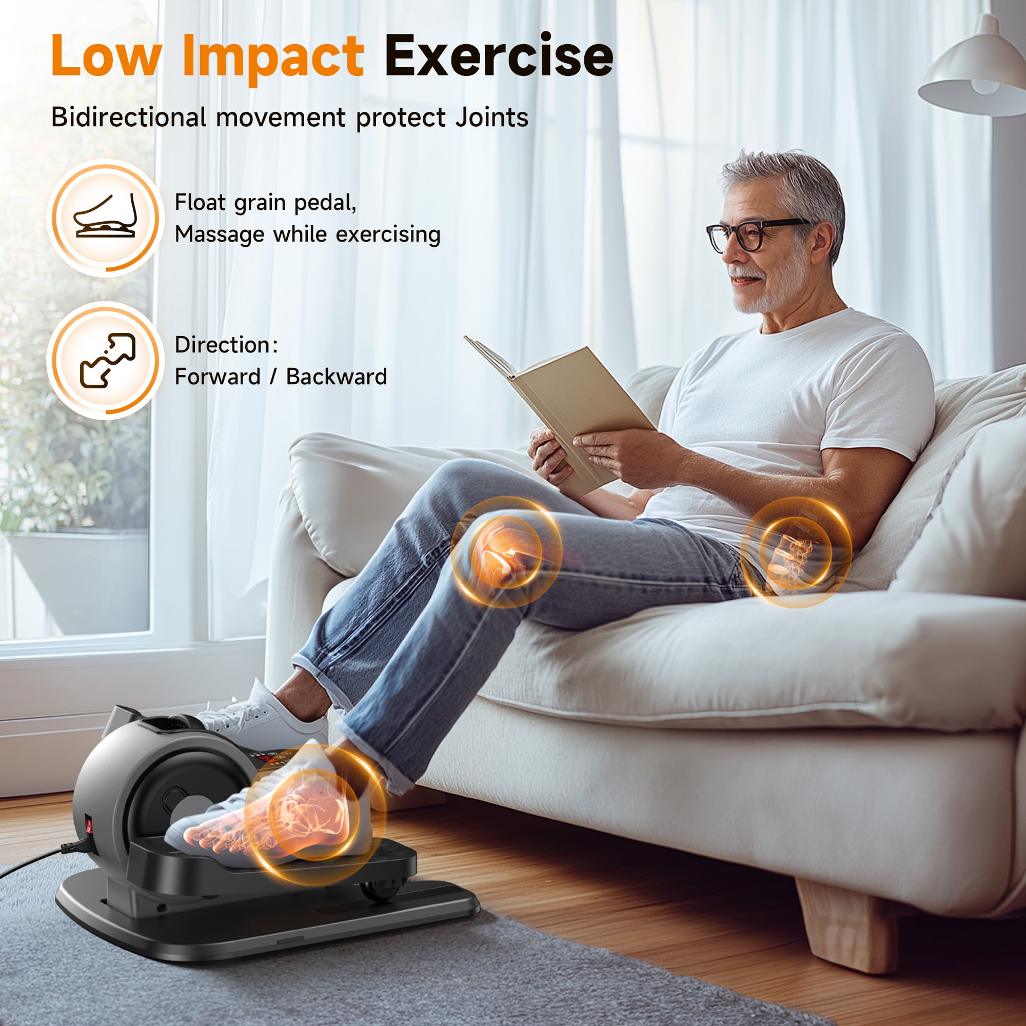 UPGO Under Desk Ellipticals Electric, Elipse Leg Exerciser Fully Assembled, Pedal Exerciser with Remote Control & Non-Slip Pedals Resistance & Speed