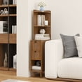 thumbnail image 4 of GODPAW Set of 2 Tall Narrow End Tables with Drawers, 7.8" Wide, Open Shelf and Fluted Panels, 43" H, for Small Spaces, 4 of 6