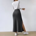 thumbnail image 4 of Women's Side Slit Skirts Ribbed Knit Bodycon High Waisted Casual Long Skirts Stretchy Trendy Maxi Skirts for Women, 4 of 5