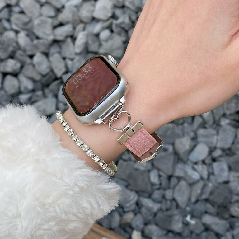 Leather Band Compatible for Apple Watch Bands Women 42/44/45/46