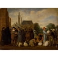 thumbnail image 2 of Anonymous 24x18 Gold Ornate Framed and Double Matted Museum Art Print Titled - At the Market (1650-1660), 2 of 4