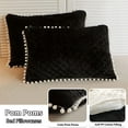 thumbnail image 2 of LIFEREVO 3 Pieces Luxury Plush Shaggy Faux Fur Duvet Cover Set Furry Bed Set(1 Fluffy Fuzzy Comforter Cover + 2 Pompoms Fringe Quilted Pillow Shams), Zipper Closure, Queen Size, Ombre Black, 2 of 7