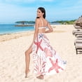 thumbnail image 6 of FORMRS Womens Long Sarong Beach Wrap Semi-Sheer Bikini Skirt Bathing Swimsuit Cover Up, Starfish Seashell, 6 of 7