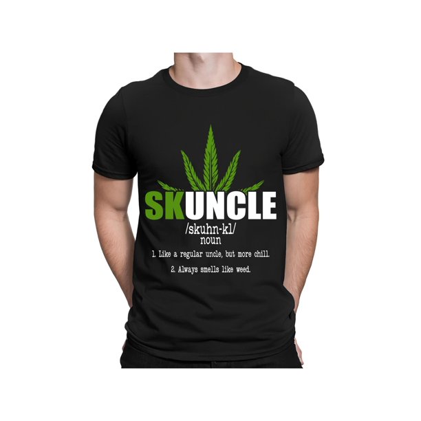 100% Cotton Skuncle Funny Uncle Graphic Tee - Casual Crew Neck Short Sleeve T-Shirt for Men - Black