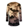 thumbnail image 4 of WTOBBY Women's Fashion Casual Halloween Printed Mid-Length Cardigan Jacket Asymmetrical Hem Cover Up Long Sleeve Open Front Lightweight Top,Beige L, 4 of 6