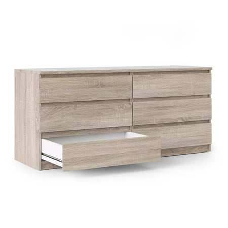 Atlin Designs Contemporary 6 Drawer Double Dresser in Truffle Gray