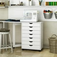 thumbnail image 4 of Jela Solid Wood 7 Drawer Gate Leg Roll Cart Desk in White, 4 of 4