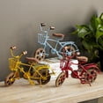 thumbnail image 2 of 11"W, 8"H Multi Colored Metal Bike Sculpture with Wood Wheels, by DecMode (3 Count), 2 of 17
