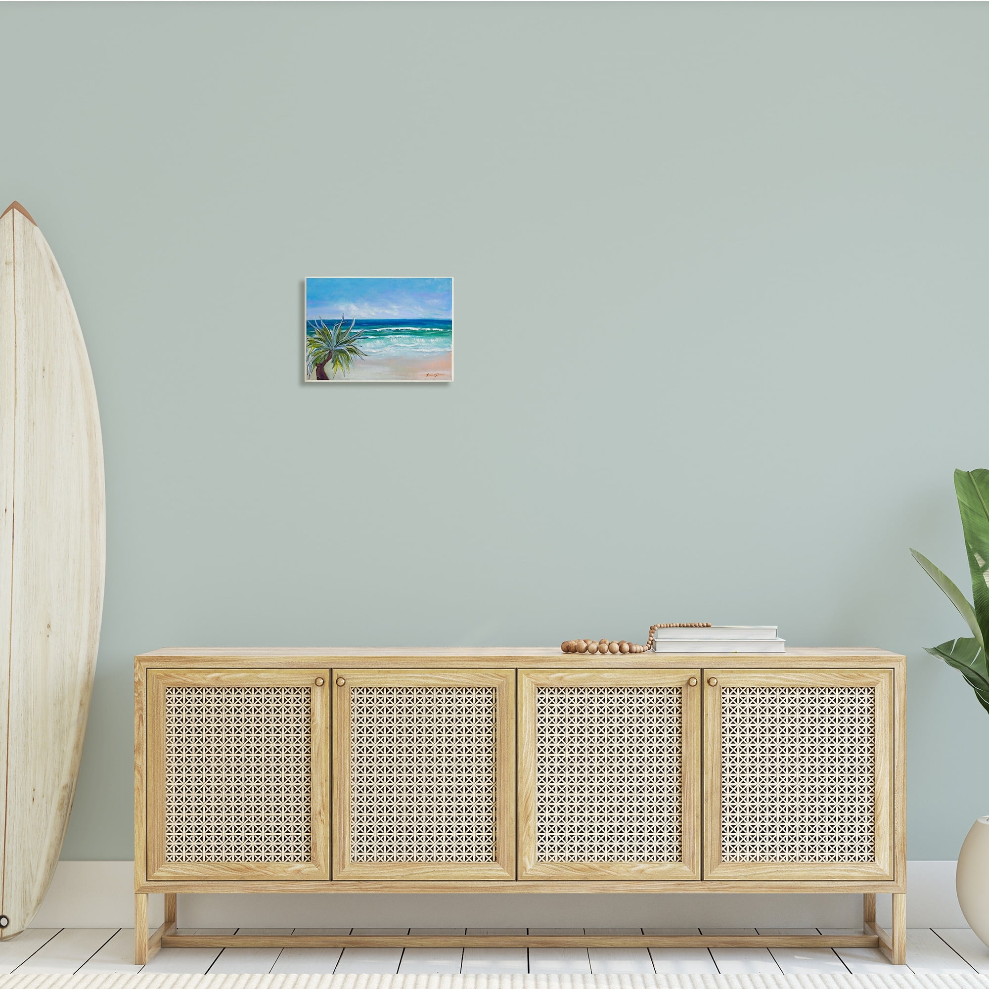 Stupell Industries Incoming Waves Summer Beach Palm Tree Blue Painting, 15 x 10, Design by Lauren Jane