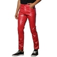 thumbnail image 4 of INSPIRE CHIC Faux Leather Pants for Men's Slim Fit Hip Hop Nightclub Disco Party Trousers 32 Red, 4 of 6
