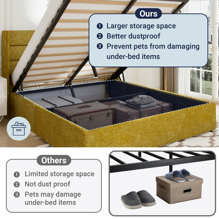 Allewie Queen Size Upholstered Wooden Platform Bed Frame