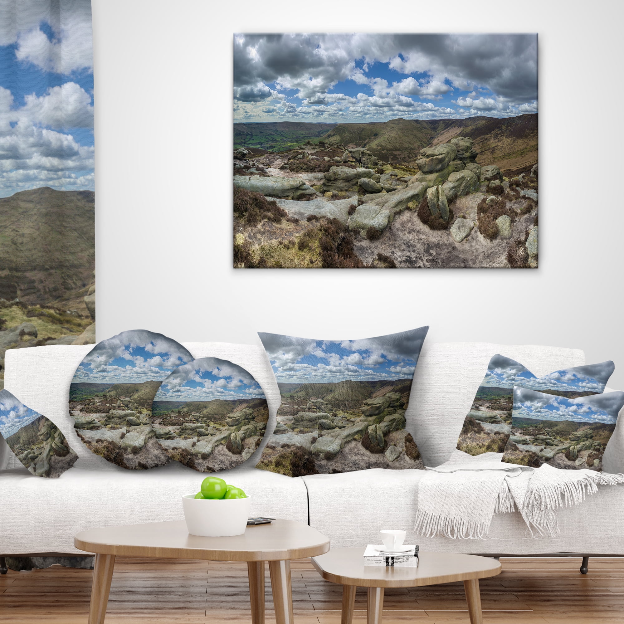 Designart Clouds and Stones under Wild Clouds - Landscape Printed Throw Pillow - 12x20