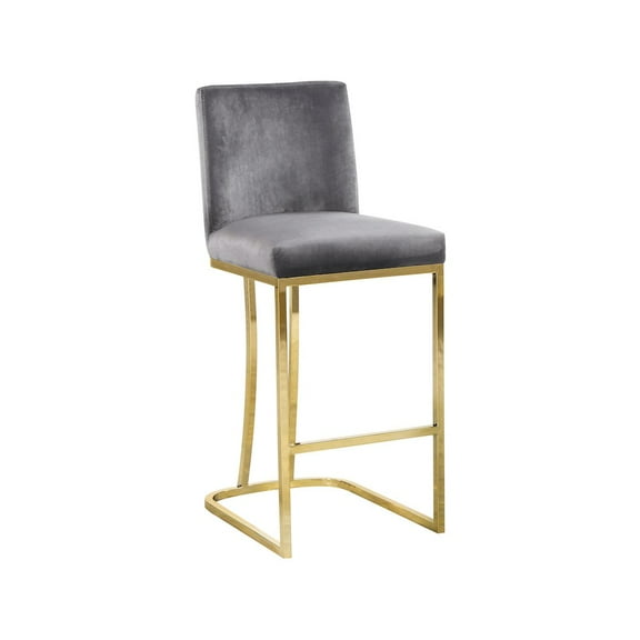Meridian Furniture Heidi 26"H Velvet Counter Stool in Gray