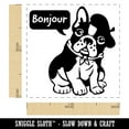 thumbnail image 2 of Bonjour French Bulldog with Beret and Bandana Self-Inking Rubber Stamp Ink Stamper - Red Ink - Small 1 Inch, 2 of 7