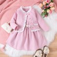 thumbnail image 2 of TAIAOJING Girl Pants Sets Two Pieces Toddler Winter Long Sleeve Pink Plaid Coat Dress Belt 3Pcs Clothes Set Outfits 3-4 Years, 2 of 6