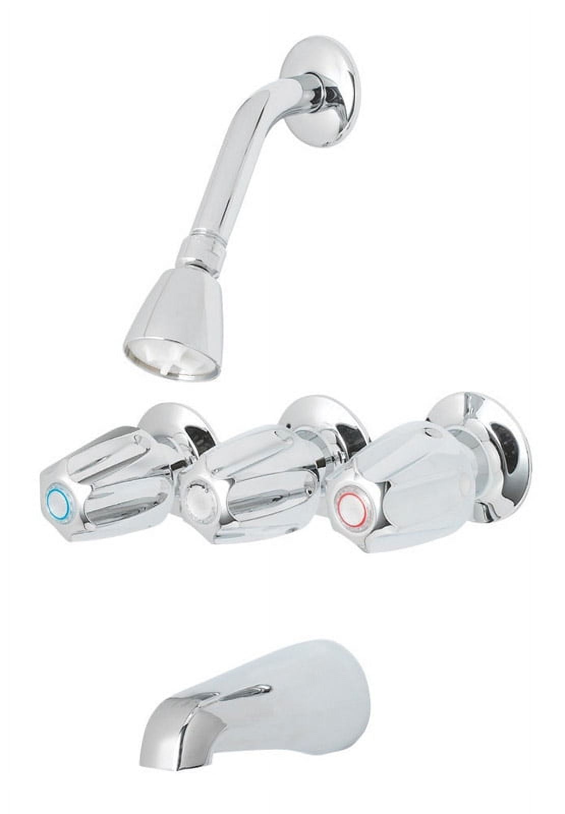 OakBrook Essentials Three Handle Tub and Shower Faucet, Polished Chrome