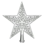 Frcolor Hollowed-out Christmas Tree Sparkle Star Glittering Hanging Xmas Tree Topper Decoration Ornaments Home Decor (Silver)