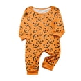 thumbnail image 2 of Halloween Family Pajamas Matching Set - 2 piece Pumpkin Face Print Long Sleeve Top & Pants Outfit,Casual Matching Family Halloween Pajamas for Xmas Celebration & Photos for 9 Months Pjs, 2 of 3