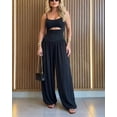 thumbnail image 3 of ChicMe Womens Jumpsuits Sleeveless Cut-Out Waist Backless Tie-Back Ruched Wide Leg Vacation Summer Jumpsuit for Women Black-L, 3 of 9