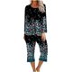 thumbnail image 2 of Puntoco Conjunto de pijama cómodo de dos piezas con cuello redondo y manga larga para mujer, conjunto deportivo, 2 piezas Puntoco Puntoco-1223, 2 of 5