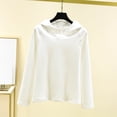 thumbnail image 2 of PRINxy Women's Thermal Underwear Tops Comfy Fleece Loungewear Spring Fall Winter Basic Layer Hoodies Long Sleeve Crewneck Pajama Tops White XXL, 2 of 5