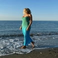 thumbnail image 2 of PENGXIANG Femmes Bretelles Spaghetti Sans Dos Creux Bodycon Maxi Robes de Plage, 2 of 6