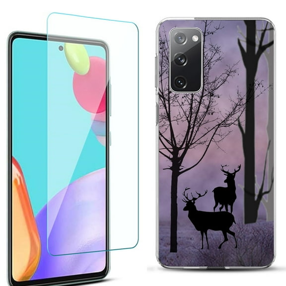 Slim-Fit Protective Phone Case for Samsung Galaxy S20 FE 5G Fan Edition, with Tempered Glass Screen Protector, by OneToughShield ® - Forest/Deer/Twilight