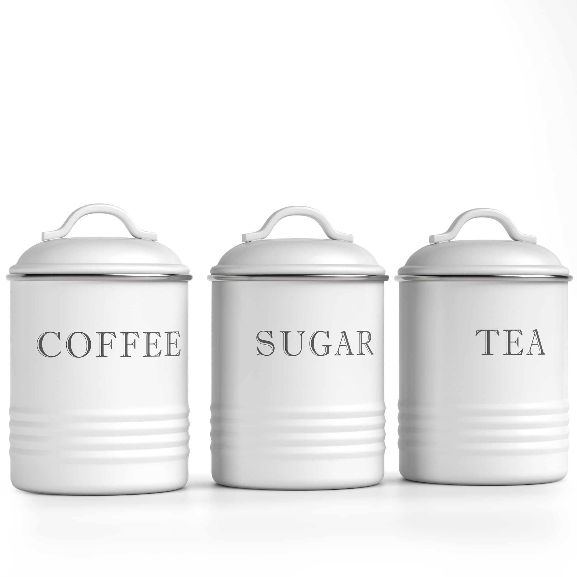Barnyard Designs Decorative Kitchen Canisters with Lids White Metal