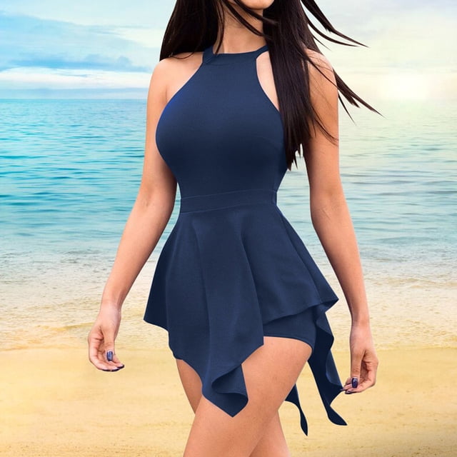 drppepioner Combishort Sans Manches pour Femmes, Bleu Foncé