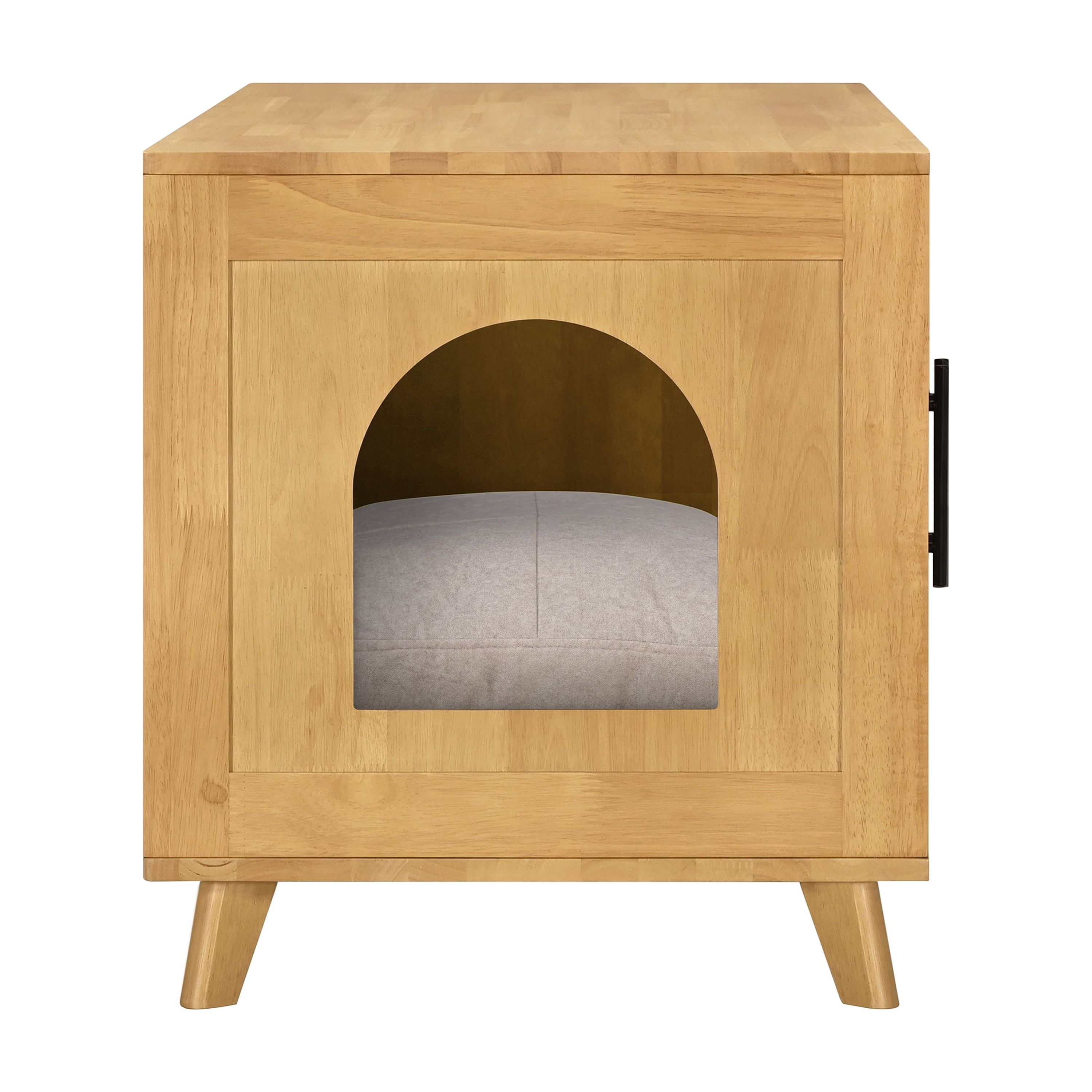 Indoor Rubber Wood Cat Cabinet with Plush Cushion, Hidden Pet Furniture for Modern Living Spaces