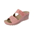 thumbnail image 2 of Viluyesy Women's Wedge Sandals, Soft Sole Floral Hollow Peep Toe New Style Slip-On Platform Shoes Pink 7.5, 2 of 9