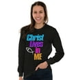 thumbnail image 5 of Christ Lives in Me Christian Faith Women's Long Sleeve T Shirt Brisco Brands S, 5 of 6