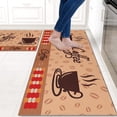 thumbnail image 4 of Coffee Kitchen Rugs and Mats Sets of 2,Brown Kitchen Decoration Non-Slip Absorbent Mat for Sink Waterproof Runner Rug for Laundry Room,17x24+17x48inch, 4 of 5