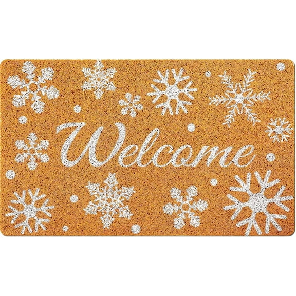 Doormat - Winter Welcome Door Mat - Snowflake - adorned, 18 x 30 - inch, for Christmas/indoor holiday, front door