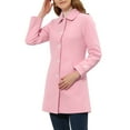 thumbnail image 4 of INSPIRE CHIC Women's Peter Pan Collar Winter Outwear Trench Pea Coats XS Pink, 4 of 7