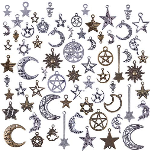 Bronagrand 100 Gram Approx 73 Pieces Mixed Sun Moon Star Charms Antique Celestial Charms Pendants For Bracelets Necklaces Crafts And Jewelry Making Assorted Colors Walmart Com Walmart Com