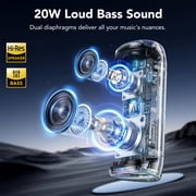 Portable Bluetooth Speaker with Battery Level Display, Powerful Sound Wireless Speaker: Deep Bass, BT 5.4, 20H Playtime, 7 RGB Modes, IPX7 Waterproof, TWS Pairing, Beach/Vacation Essentials(Black)