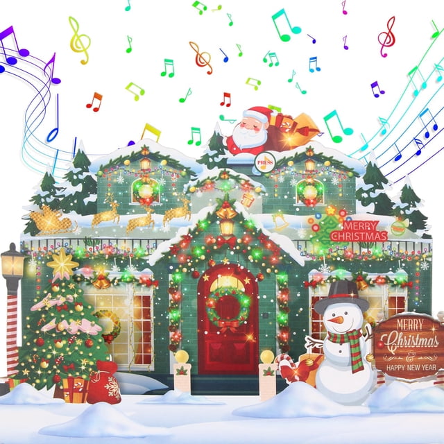 Tarjeta de felicitación XTF2015 de Navidad con pop up 3D y música