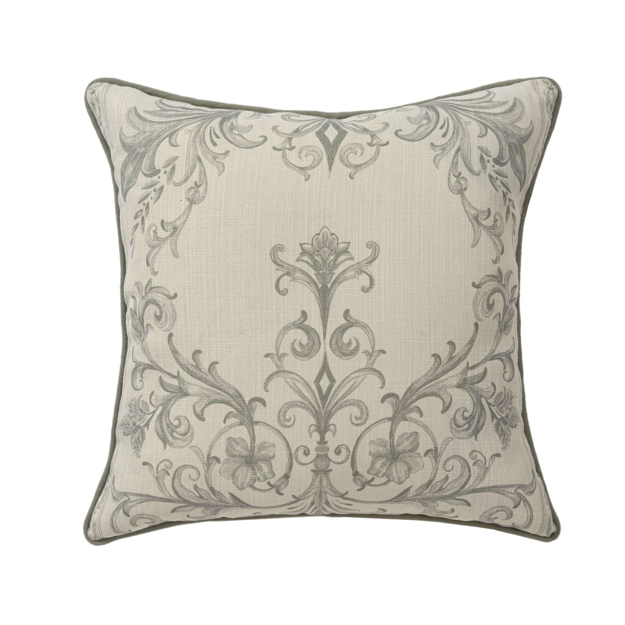 Harlow Hill Alton 20" x 20" Sage/Ivory Damask Recycled P.E.T. Adult Decorative Throw Pillow Cover