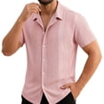 thumbnail image 4 of Tisuna Men'S Shirts Short Sleeve Button Down Moisture-Wicking Summer T-Shirts Mens Classic Collared Dress Shirts For Work Business Pink Size S, 4 of 4