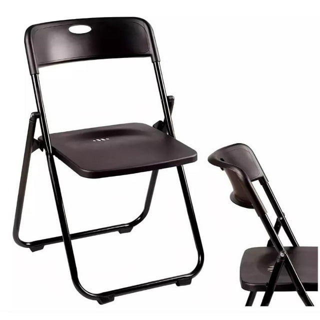 Silla Plegable Negra Adir - Asiento Portátil de Plástico HDPE y Acero Reforzado - Soporta 120kg para Eventos, Jardín y Oficina