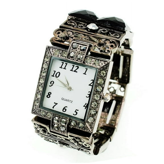 Bracelet Women's Quartz Watch - Rhinestones w/ Multi Beaded Stretchable Bracelet - Black - WT-KH11486BK